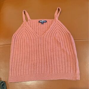 Women's V-Neck Sweater Knit Tank in Coral / Orange / Rusty Color Medium